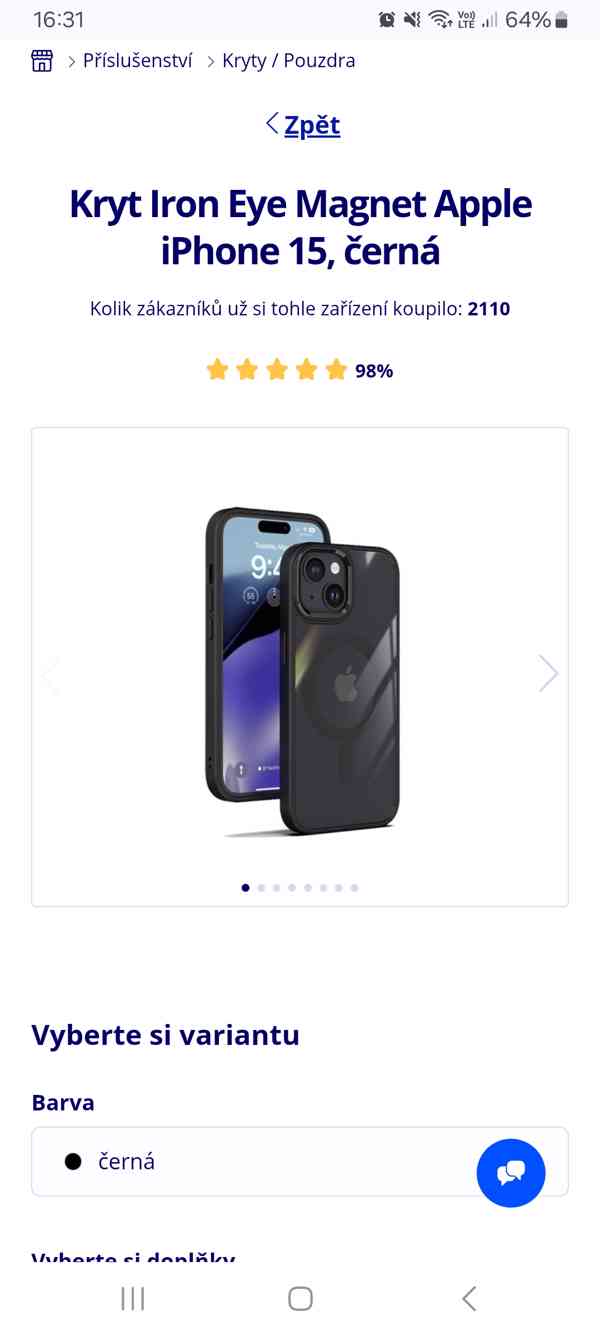Apple iPhone 15, kryt Iron Eye Magnet, black, o2 - foto 7