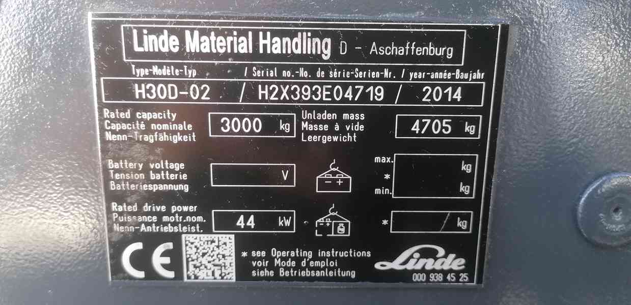 LINDE H30D-02 triplex boční posuv, volný zdvih - foto 9