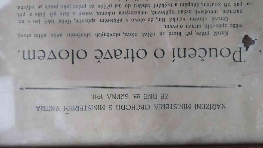 Cedule z tiskárny z r. 1911