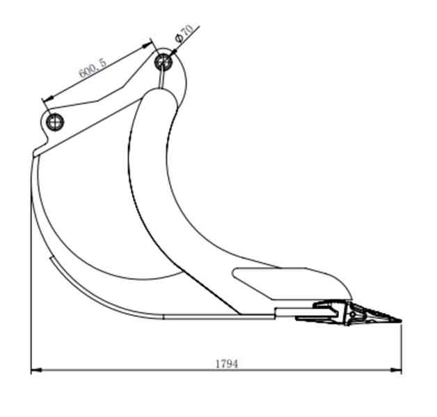 Podkopová lžíce se zuby, 130cm s upínáním S70 - foto 11