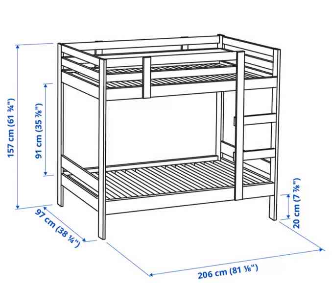 Rám dětské palandy, borovice, 90x200 cm - foto 3