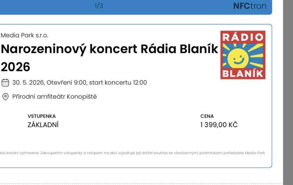 Vstupenka na koncert rádia Blaník  - foto 3